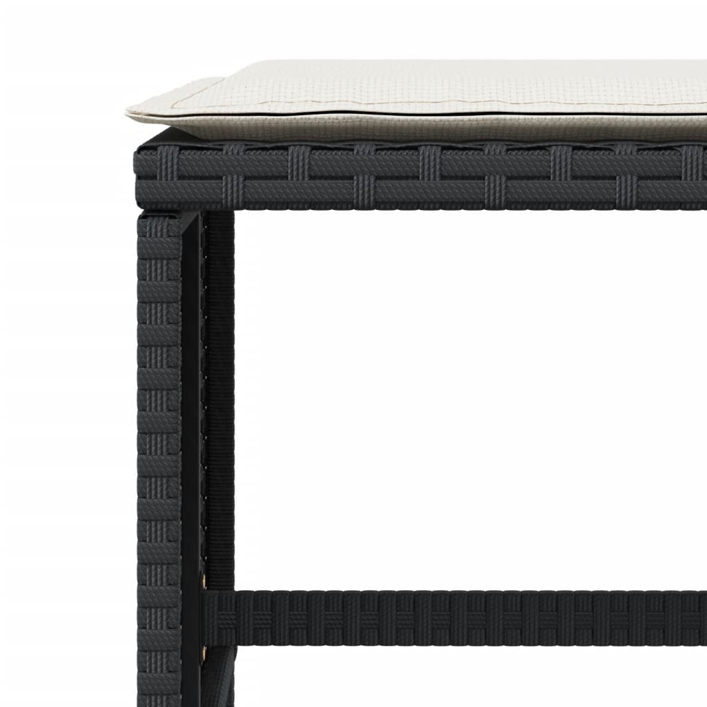 vidaXL Σκαμπό Κήπου 4 τεμ. Μαύρα 41x41x36 Συνθετικό Ρατάν με Μαξιλάρια