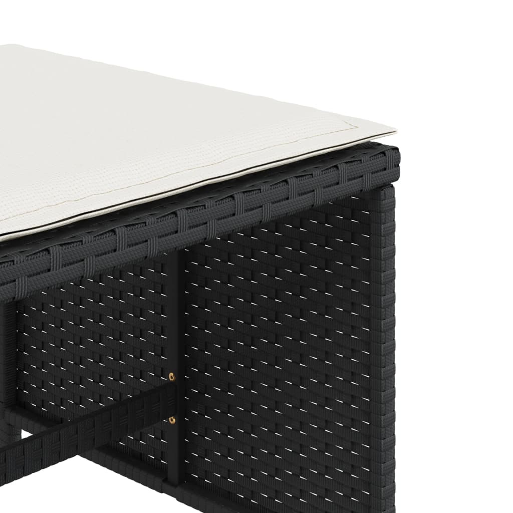 vidaXL Σκαμπό Κήπου 4 τεμ. Μαύρα 41x41x36 Συνθετικό Ρατάν με Μαξιλάρια
