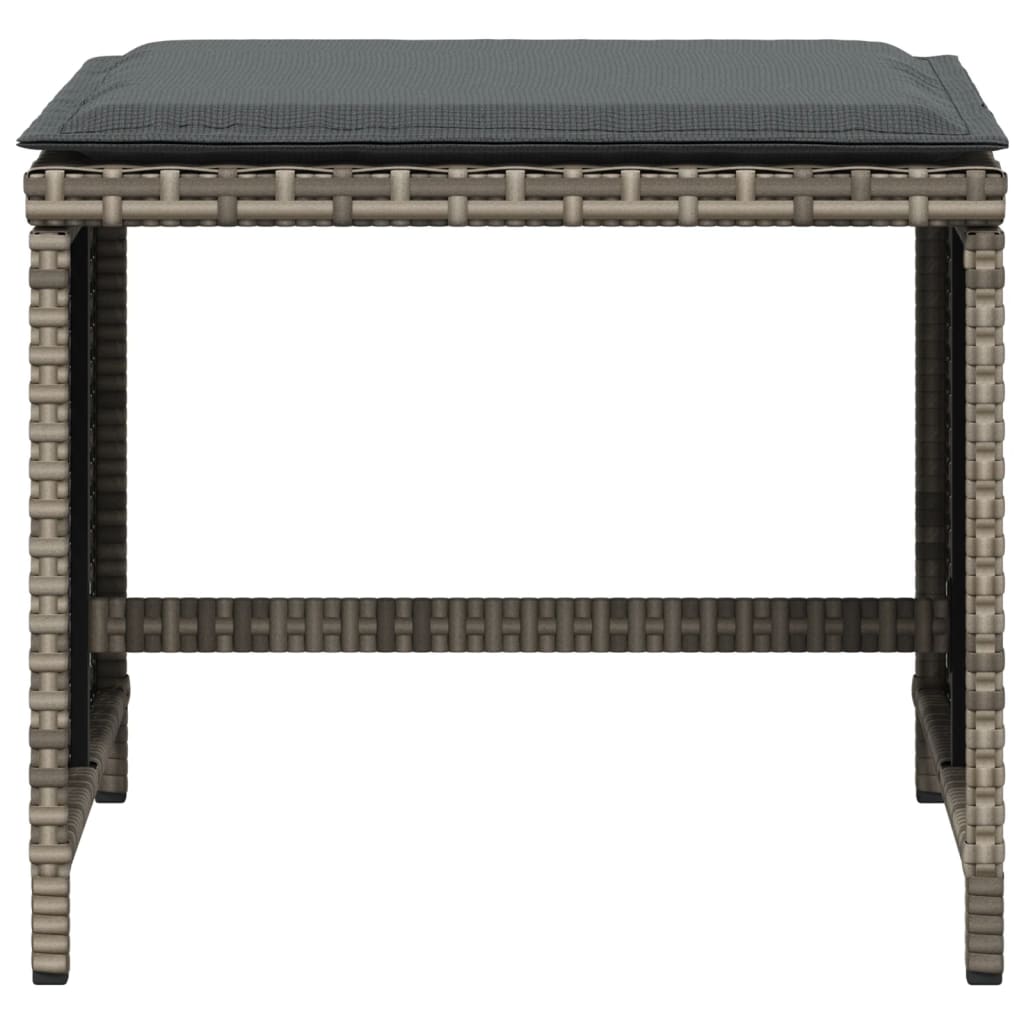 vidaXL Σκαμπό Κήπου 4 τεμ. Γκρι 41x41x36 Συνθετικό Ρατάν με Μαξιλάρια