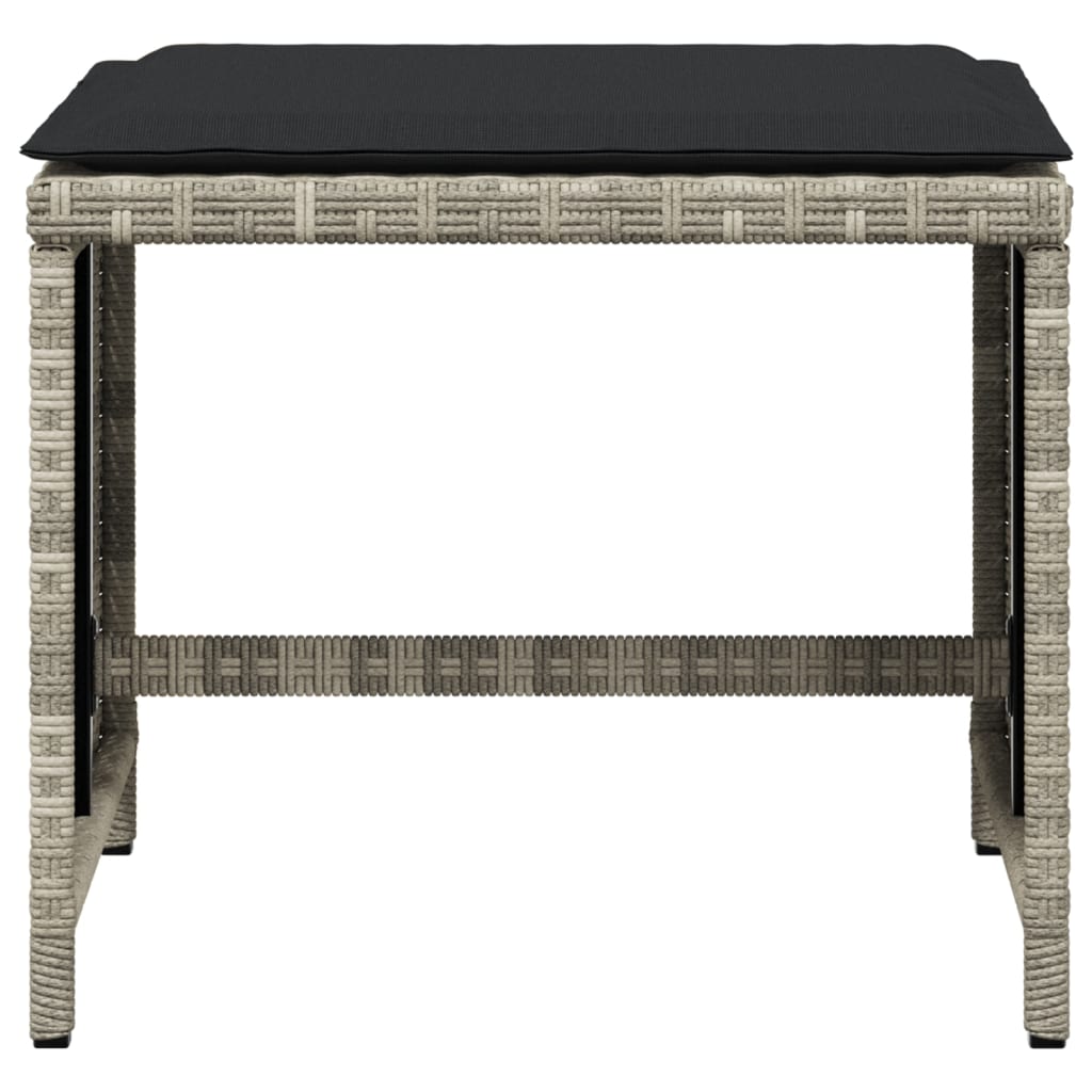 vidaXL Σκαμπό Κήπου 4 τεμ. Αν. Γκρι 41x41x36 εκ. Συνθ. Ρατάν Μαξιλάρια