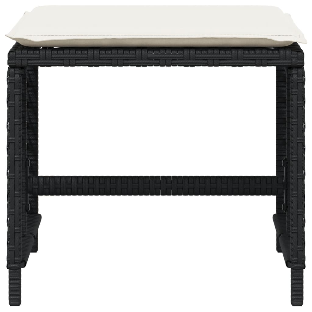 vidaXL Σκαμπό Κήπου 4 τεμ. Μαύρα 41x41x36 Συνθετικό Ρατάν με Μαξιλάρια