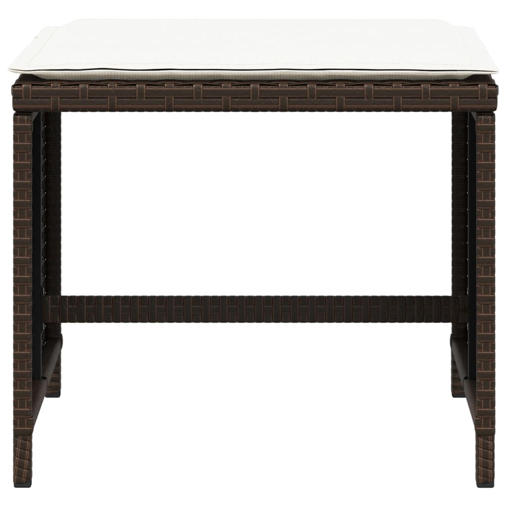 vidaXL Σκαμπό Κήπου 4 τεμ. Καφέ 41x41x36 εκ. Συνθ. Ρατάν με Μαξιλάρια