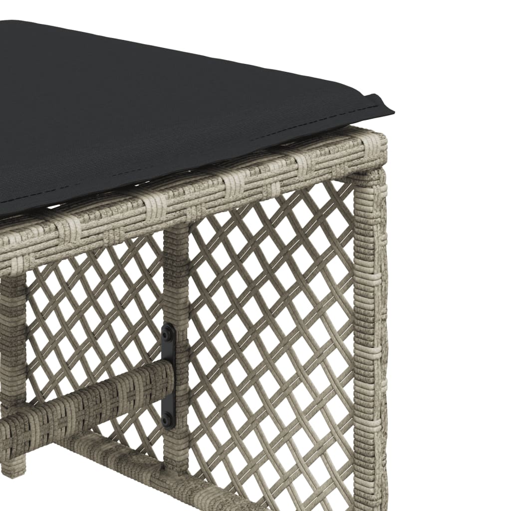 vidaXL Σκαμπό Κήπου 4 τεμ. Αν. Γκρι 41x41x36 εκ. Συνθ. Ρατάν Μαξιλάρια