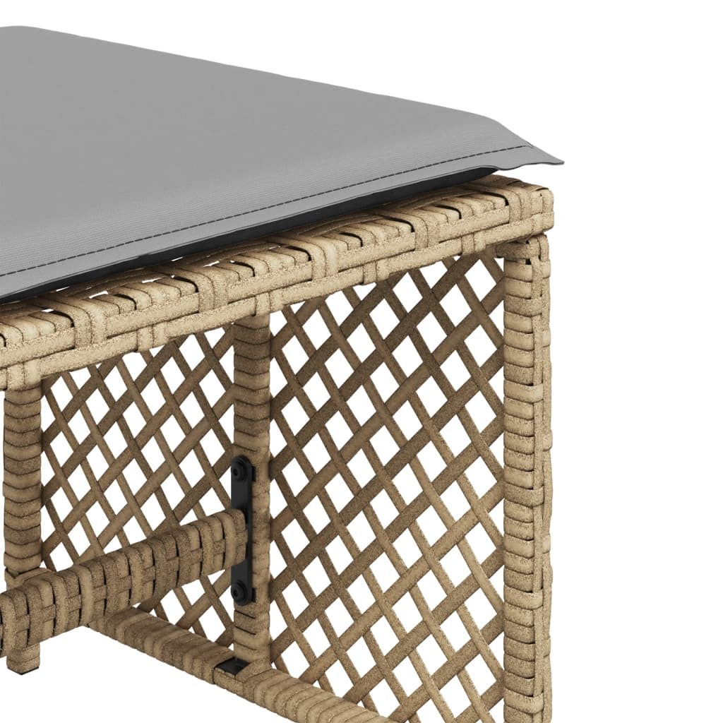 vidaXL Σκαμπό Κήπου 4 τεμ Μικτό Μπεζ 41x41x36 εκ Συνθ. Ρατάν+Μαξιλάρια