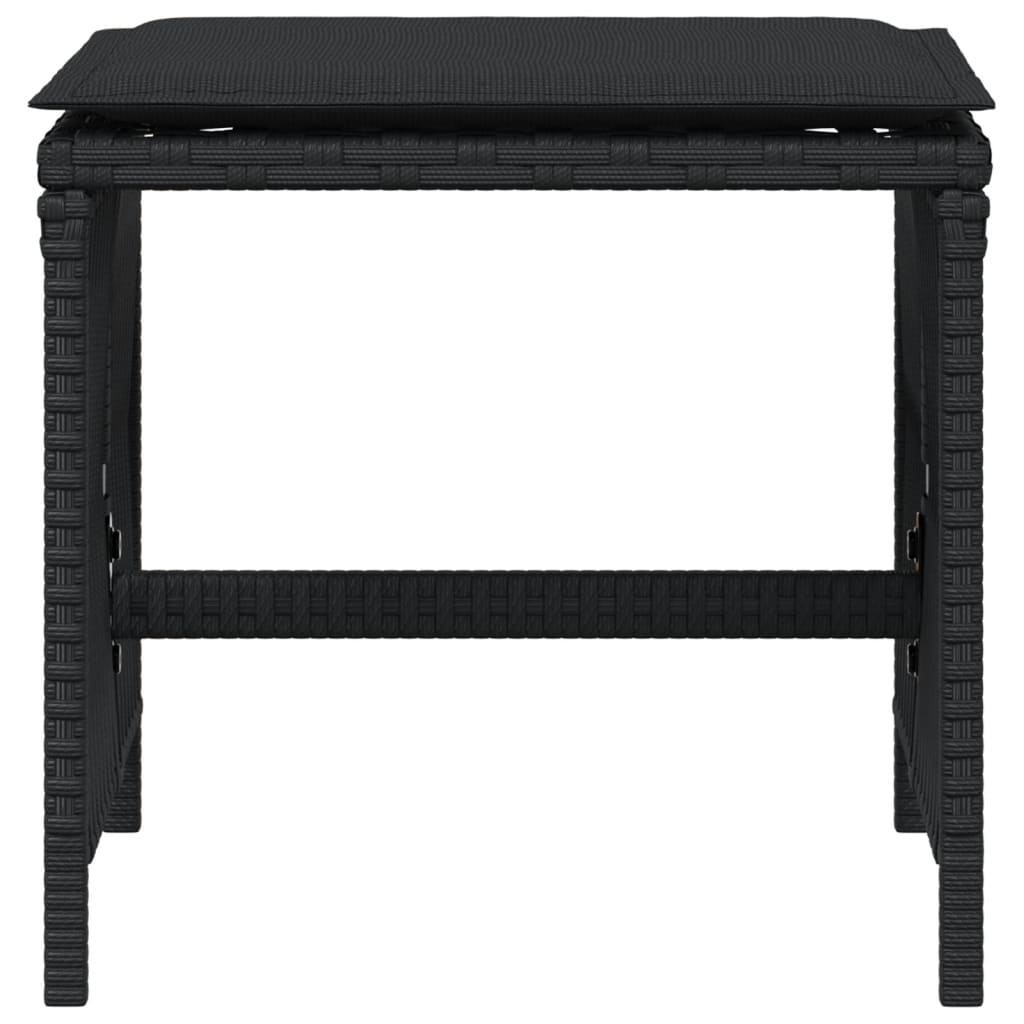vidaXL Σκαμπό Κήπου 4 τεμ. Μαύρα 41x41x36 Συνθετικό Ρατάν με Μαξιλάρια