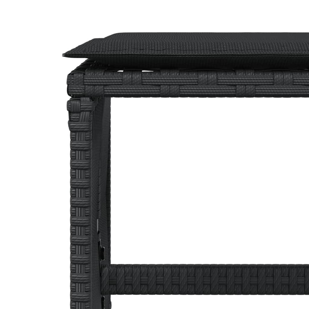 vidaXL Σκαμπό Κήπου 4 τεμ. Μαύρα 41x41x36 Συνθετικό Ρατάν με Μαξιλάρια