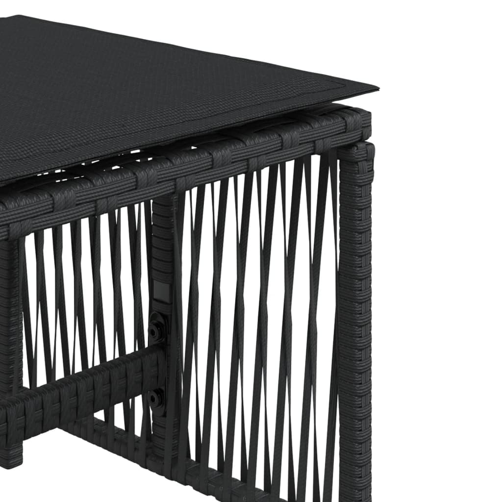 vidaXL Σκαμπό Κήπου 4 τεμ. Μαύρα 41x41x36 Συνθετικό Ρατάν με Μαξιλάρια