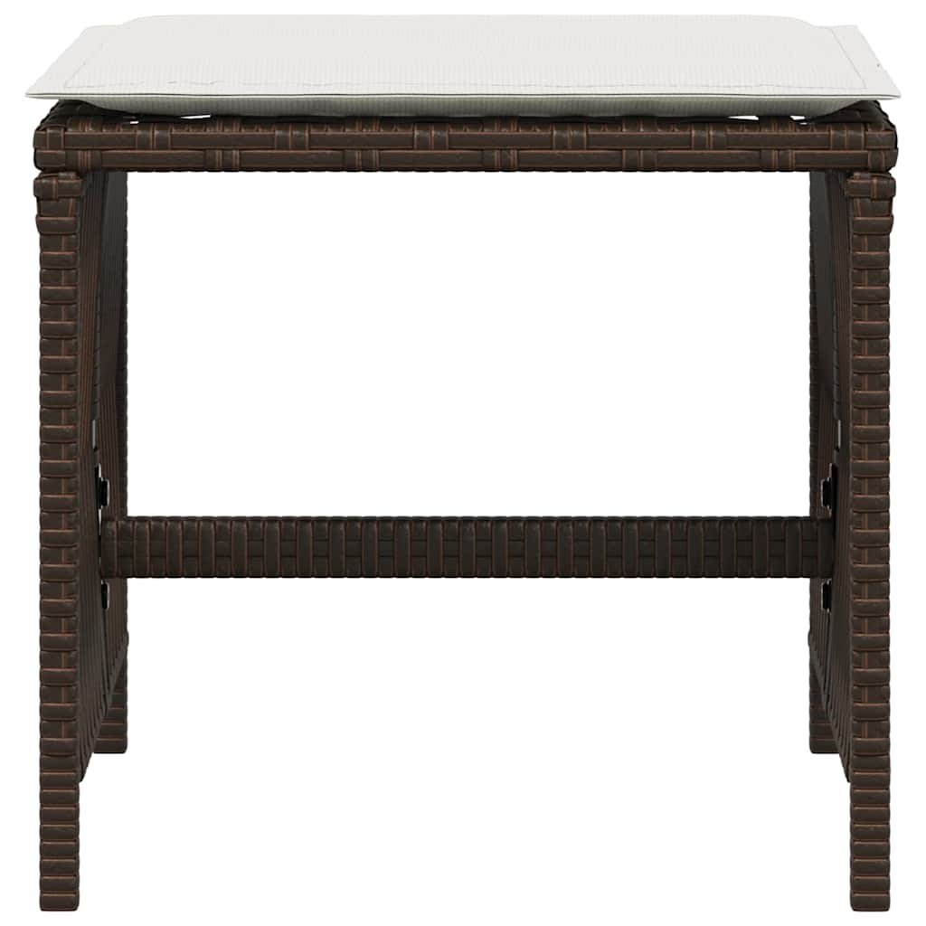 vidaXL Σκαμπό Κήπου 4 τεμ. Καφέ 41x41x36 εκ. Συνθ. Ρατάν με Μαξιλάρια