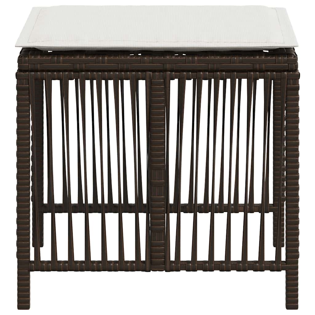 vidaXL Σκαμπό Κήπου 4 τεμ. Καφέ 41x41x36 εκ. Συνθ. Ρατάν με Μαξιλάρια