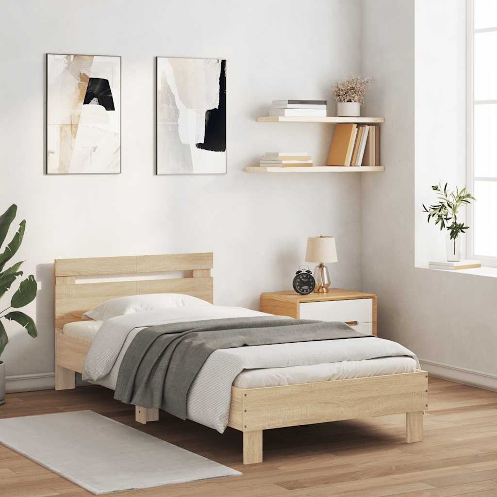 vidaXL Πλαίσιο Κρεβατιού με Κεφαλάρι Sonoma Δρυς 100x200εκ. Επεξ. Ξύλο