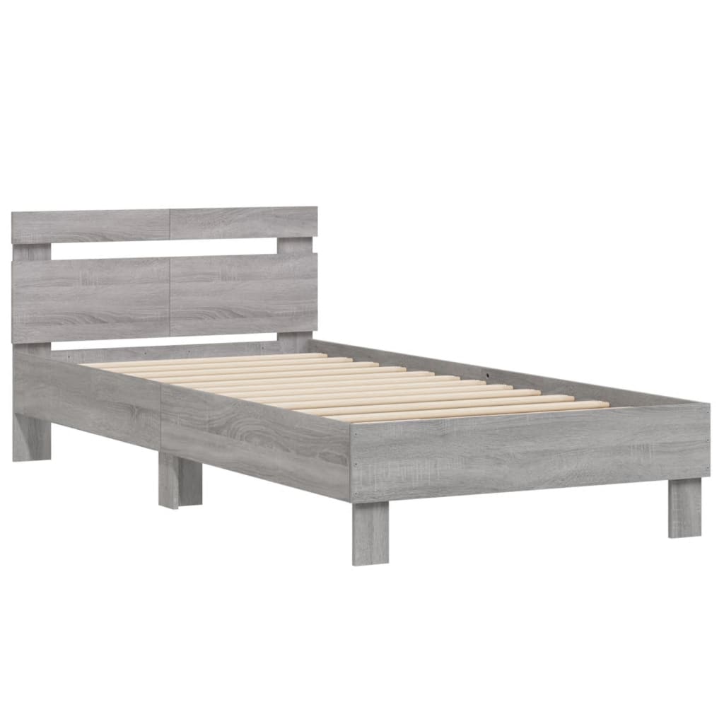 vidaXL Πλαίσιο Κρεβατιού με Κεφαλάρι Γκρι Sonoma 100x200εκ. Επεξ. Ξύλο