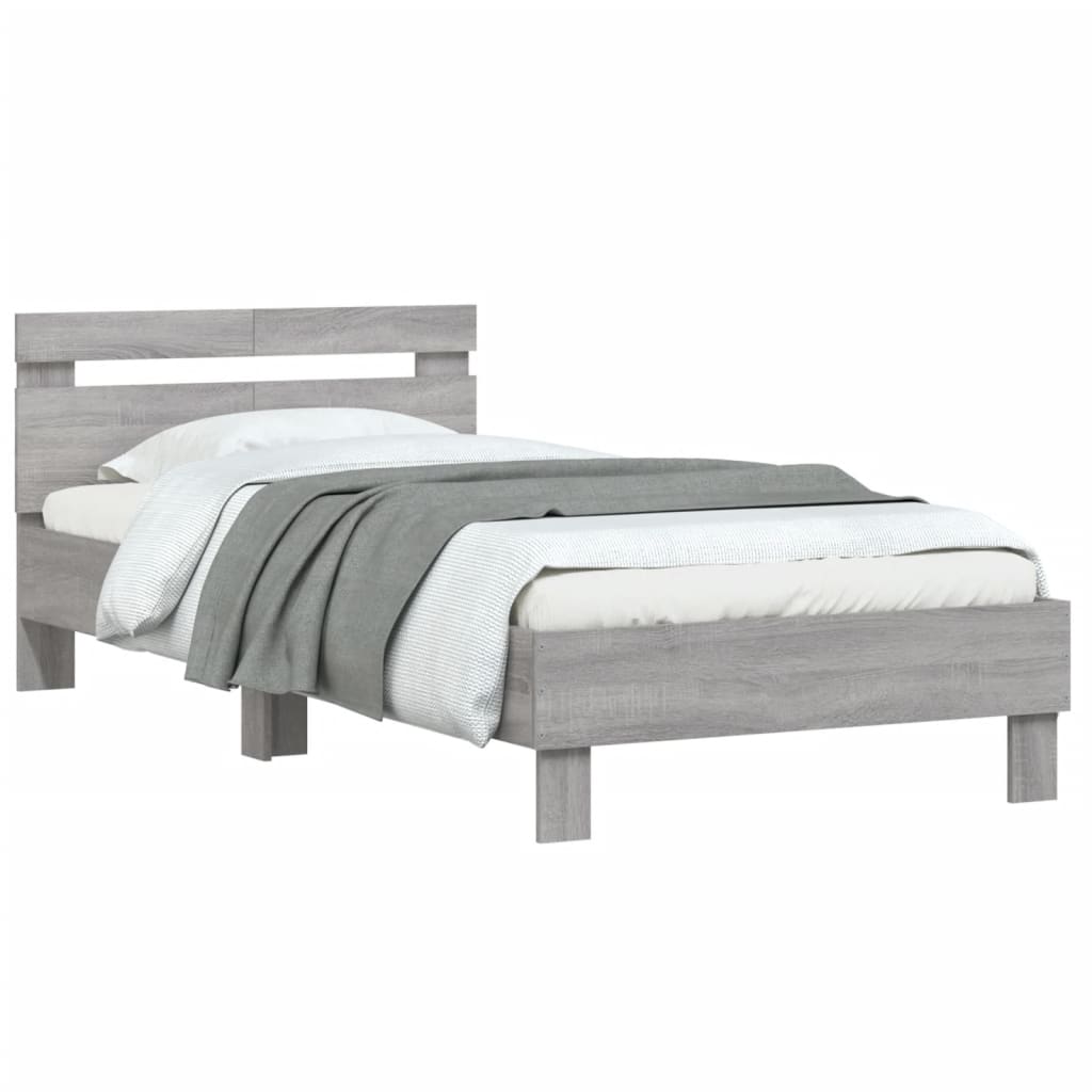 vidaXL Πλαίσιο Κρεβατιού με Κεφαλάρι Γκρι Sonoma 100x200εκ. Επεξ. Ξύλο