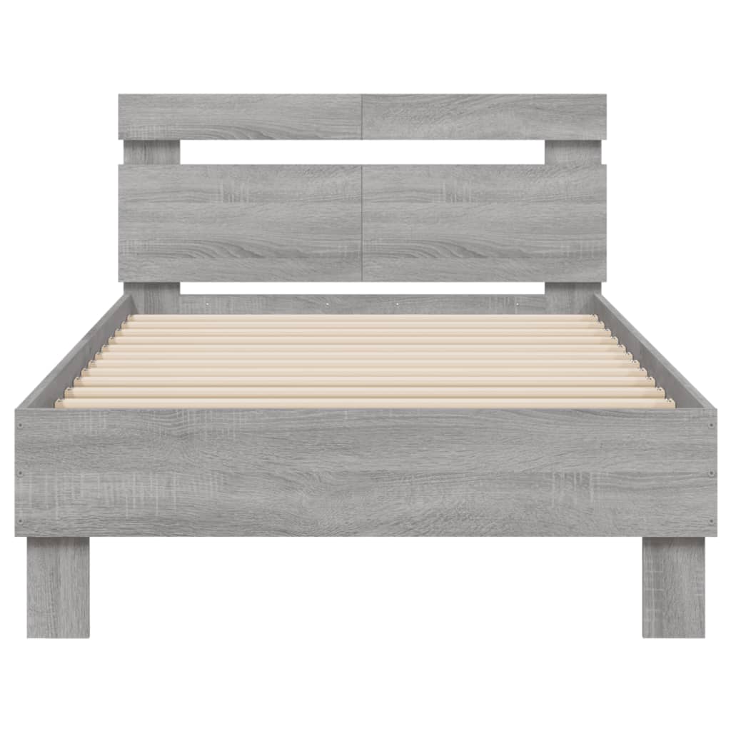 vidaXL Πλαίσιο Κρεβατιού με Κεφαλάρι Γκρι Sonoma 100x200εκ. Επεξ. Ξύλο