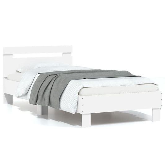 vidaXL Πλαίσιο Κρεβατιού με Κεφαλάρι Λευκό 90x200 εκ. Επεξεργ. Ξύλο