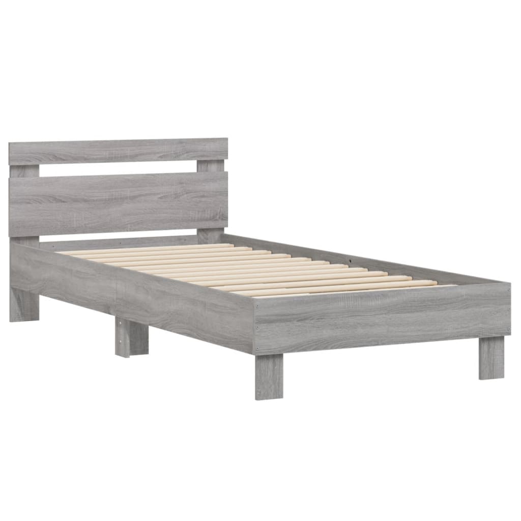 vidaXL Πλαίσιο Κρεβατιού με Κεφαλάρι Γκρι Sonoma 75x190 εκ. Επεξ. Ξύλο