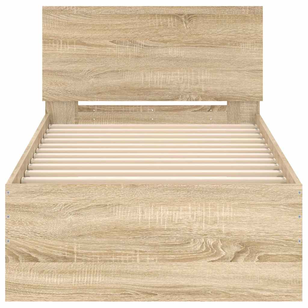 vidaXL Πλαίσιο Κρεβατιού με Κεφαλάρι Sonoma Δρυς 90x200 εκ. Επεξ. Ξύλο