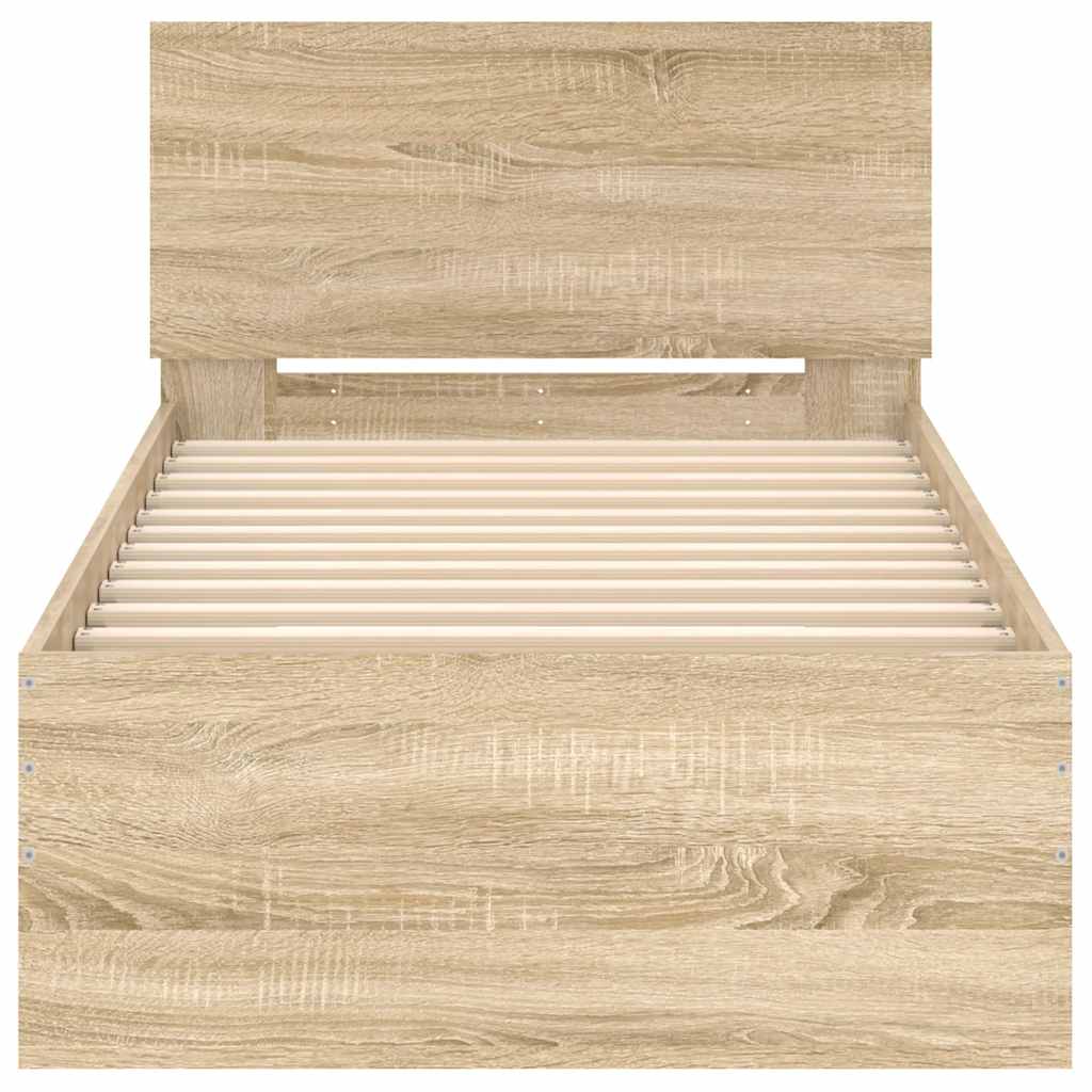 vidaXL Πλαίσιο Κρεβατιού με Κεφαλάρι Sonoma Δρυς 90x190 εκ. Επεξ. Ξύλο