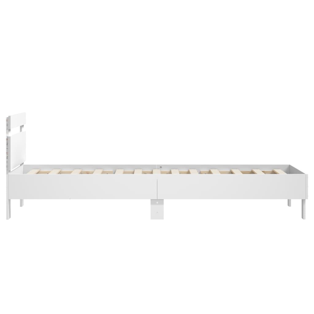 vidaXL Πλαίσιο Κρεβατιού με Κεφαλάρι και LED Λευκό 90 x 200 εκ.