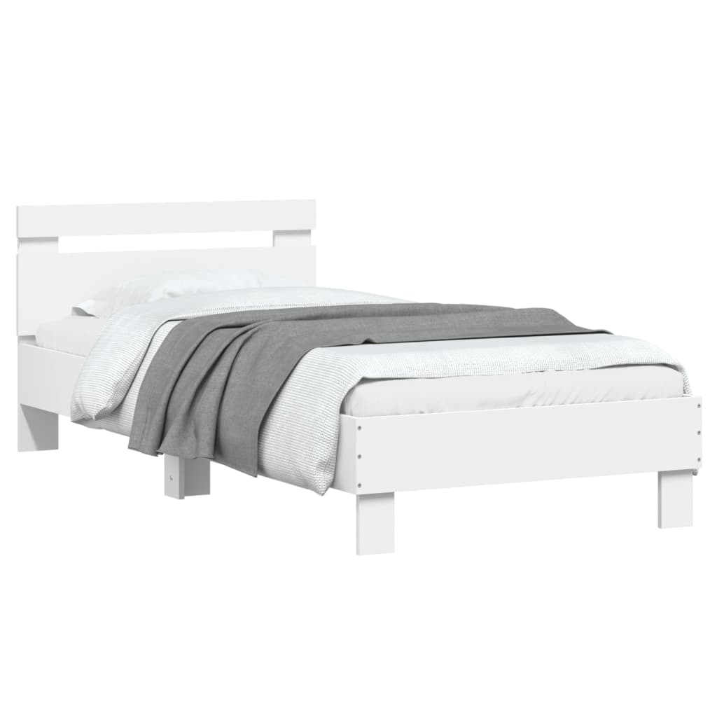 vidaXL Πλαίσιο Κρεβατιού με Κεφαλάρι/LED Λευκό 90 x 190 εκ.