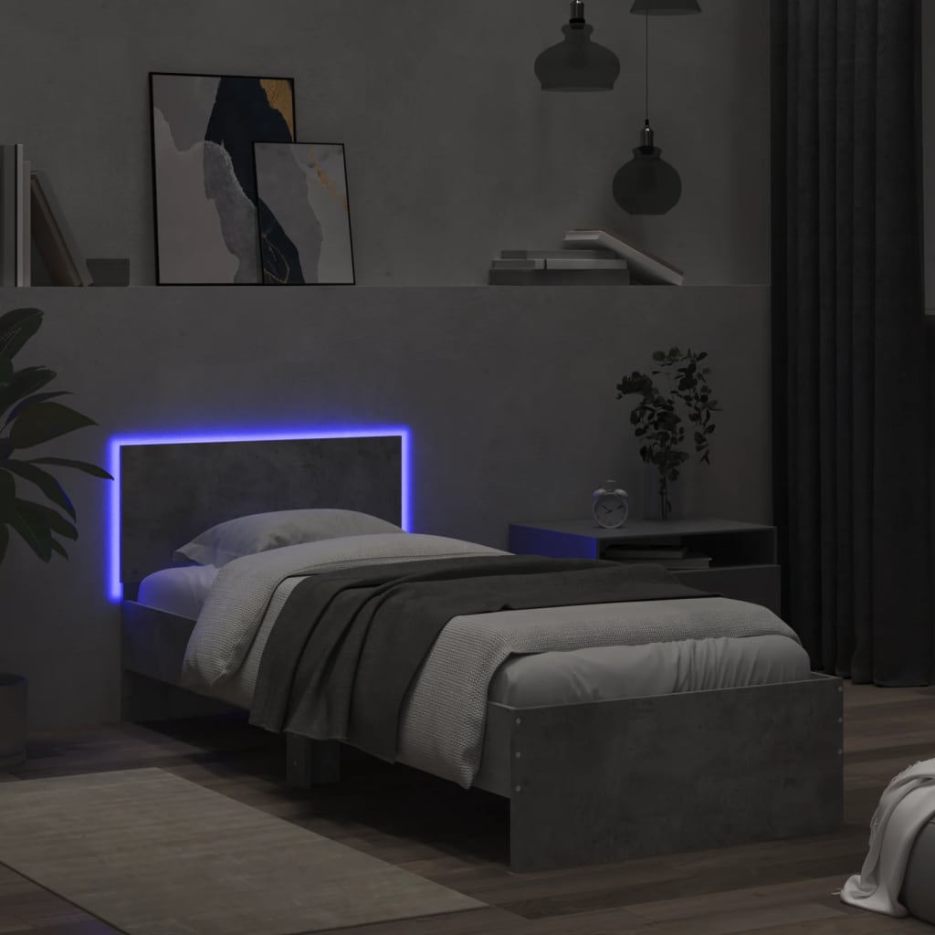vidaXL Πλαίσιο Κρεβατιού με Κεφαλάρι και LED 90 x 200 εκ.
