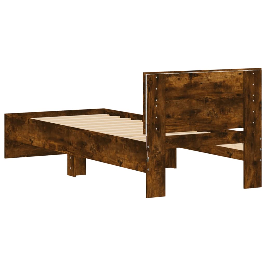 vidaXL Πλαίσιο Κρεβατιού με Κεφαλάρι/LED Καπν. Δρυς 90x200 εκ.