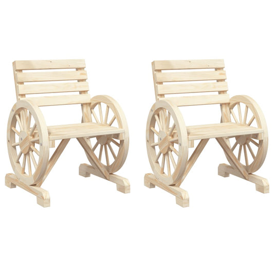 vidaXL Καρέκλες Κήπου 2 τεμ. 58 x 58 x 78,5 εκ. από Μασίφ Ξύλο Ελάτης