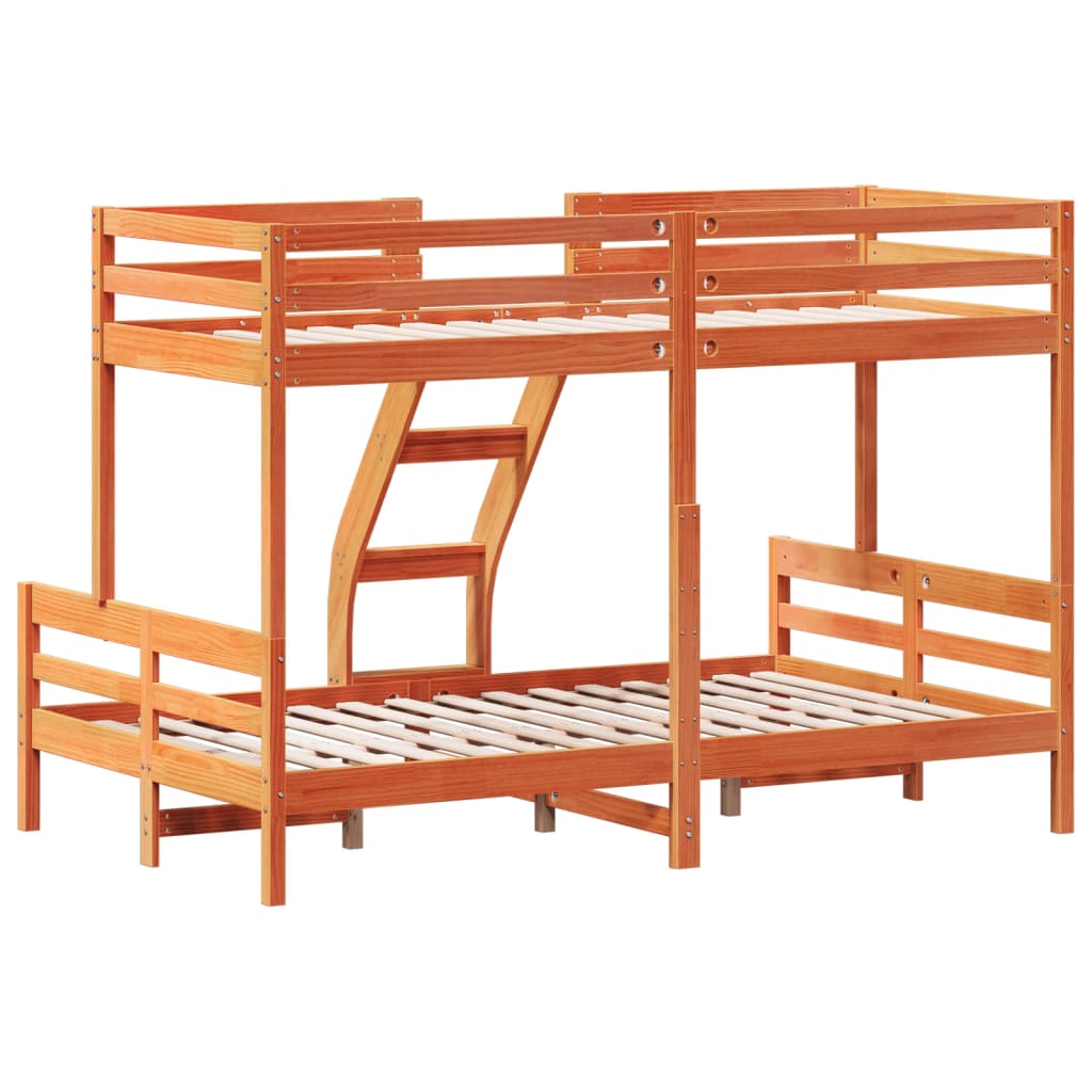 vidaXL Κουκέτα 90x200/120x200 εκ. Καφέ Κεριού από Μασίφ Ξύλο Πεύκου