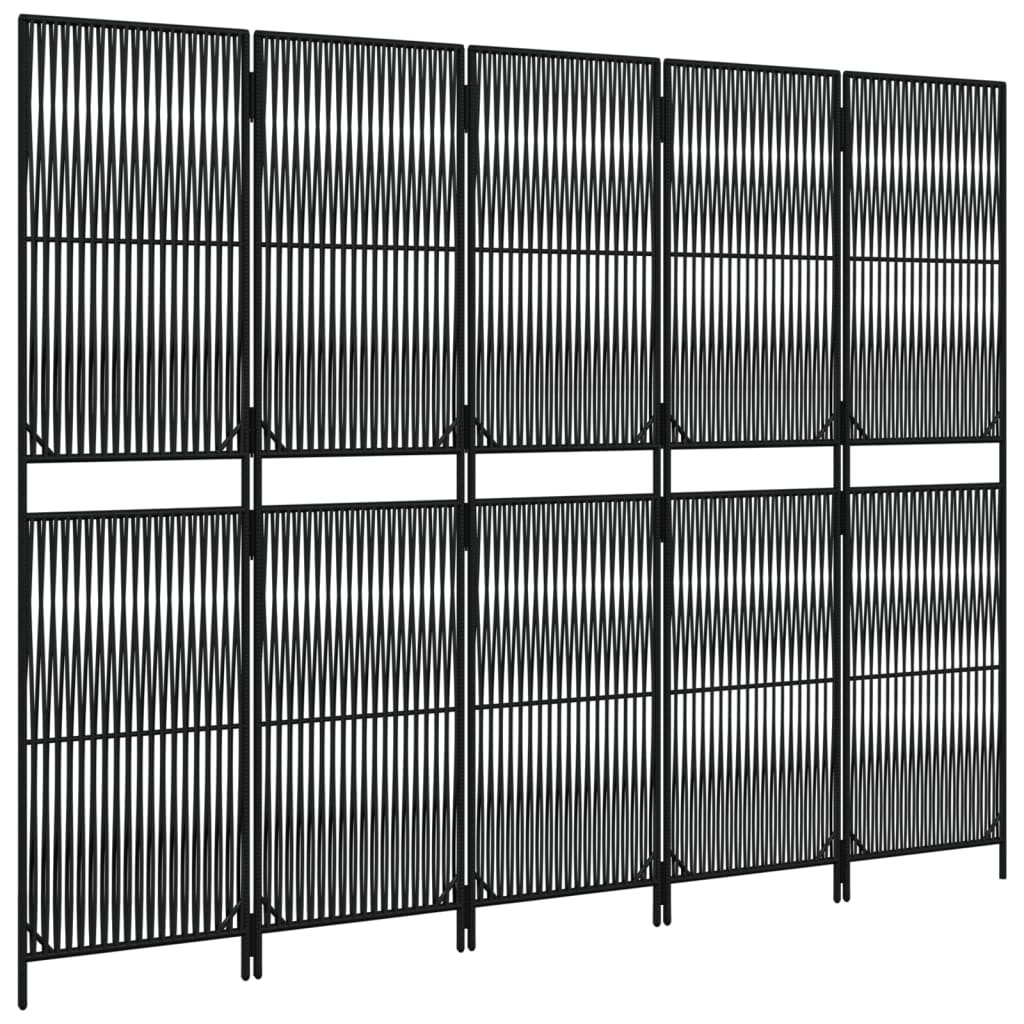 vidaXL Διαχωριστικό Δωματίου 5 Πάνελ Μαύρο από Συνθετικό Ρατάν