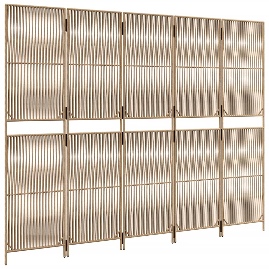 vidaXL Διαχωριστικό Δωματίου 5 Πάνελ Μπεζ από Συνθετικό Ρατάν