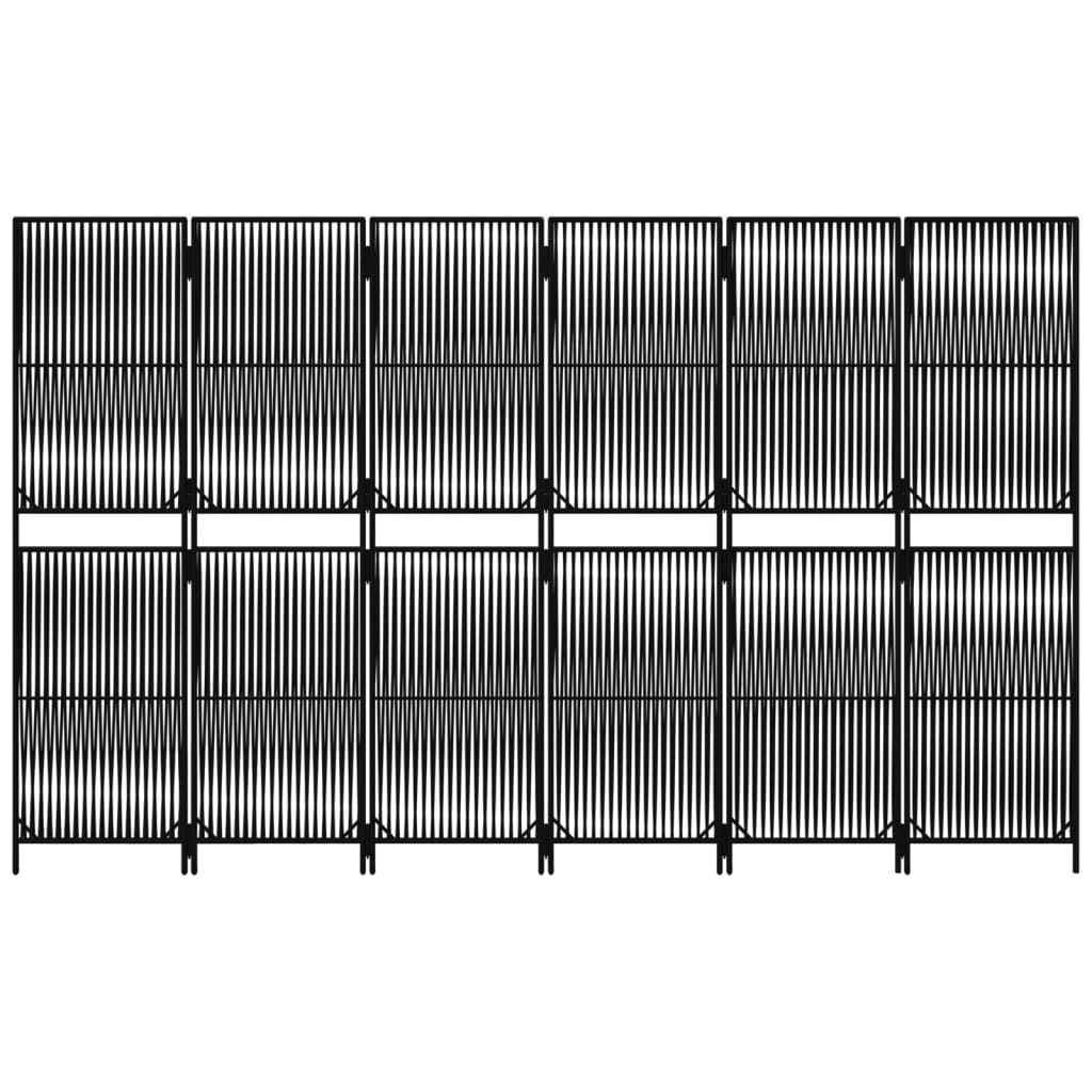 vidaXL Διαχωριστικό Δωματίου 6 Πάνελ Μαύρο από Συνθετικό Ρατάν