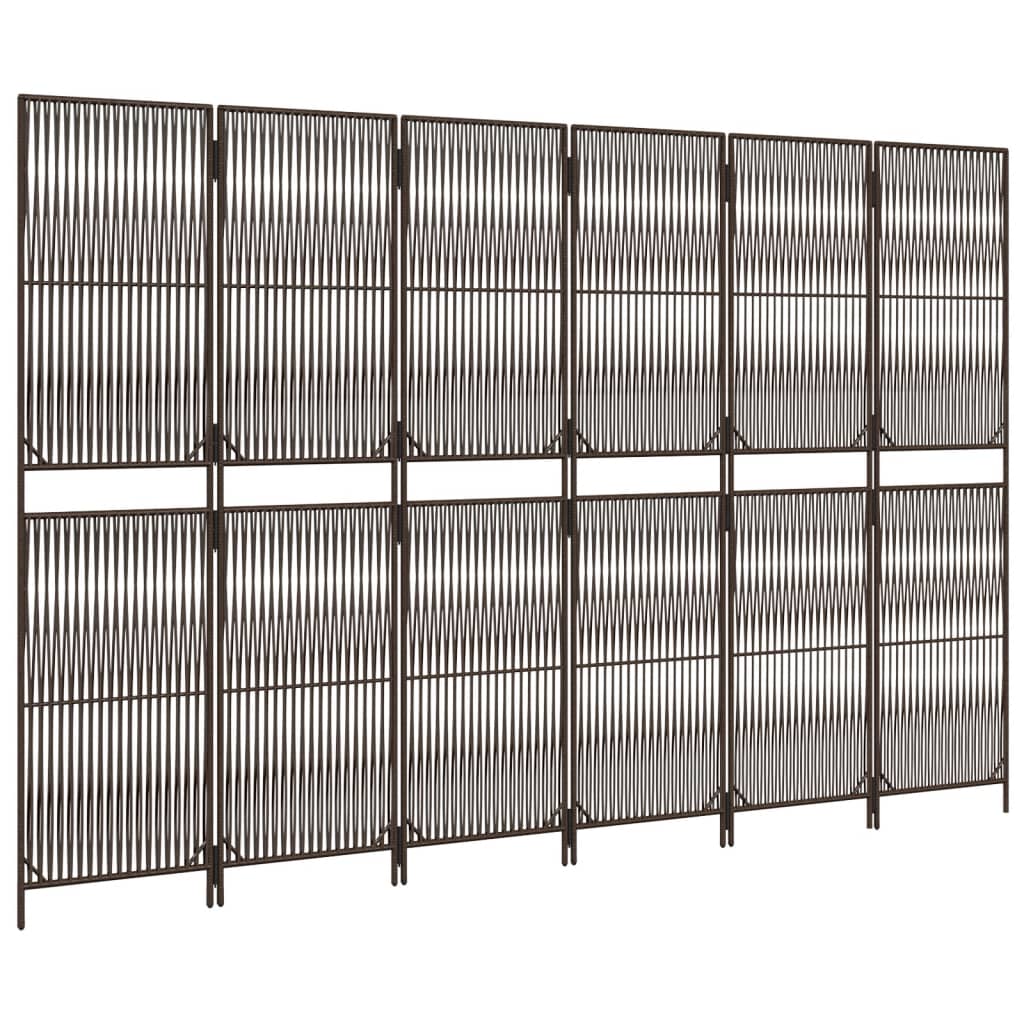 vidaXL Διαχωριστικό Δωματίου 6 Πάνελ Καφέ από Συνθετικό Ρατάν