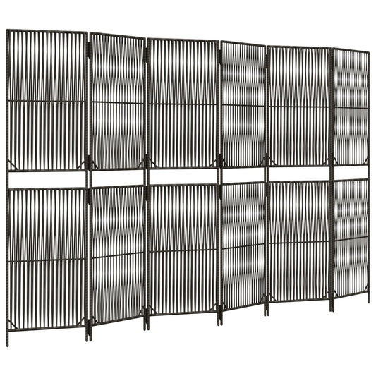 vidaXL Διαχωριστικό Δωματίου 6 Πάνελ Γκρι από Συνθετικό Ρατάν