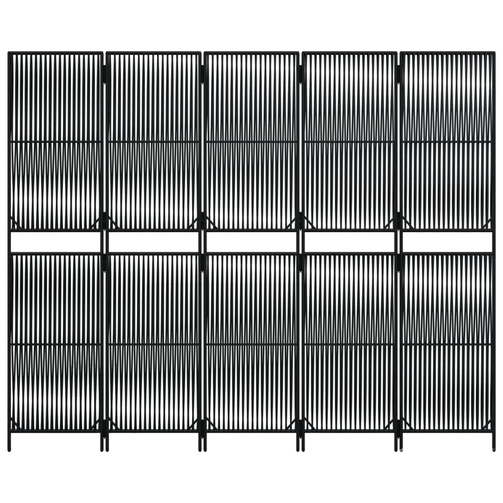 vidaXL Διαχωριστικό Δωματίου 5 Πάνελ Μαύρο από Συνθετικό Ρατάν