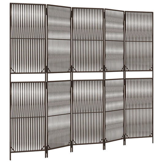 vidaXL Διαχωριστικό Δωματίου 5 Πάνελ Καφέ από Συνθετικό Ρατάν