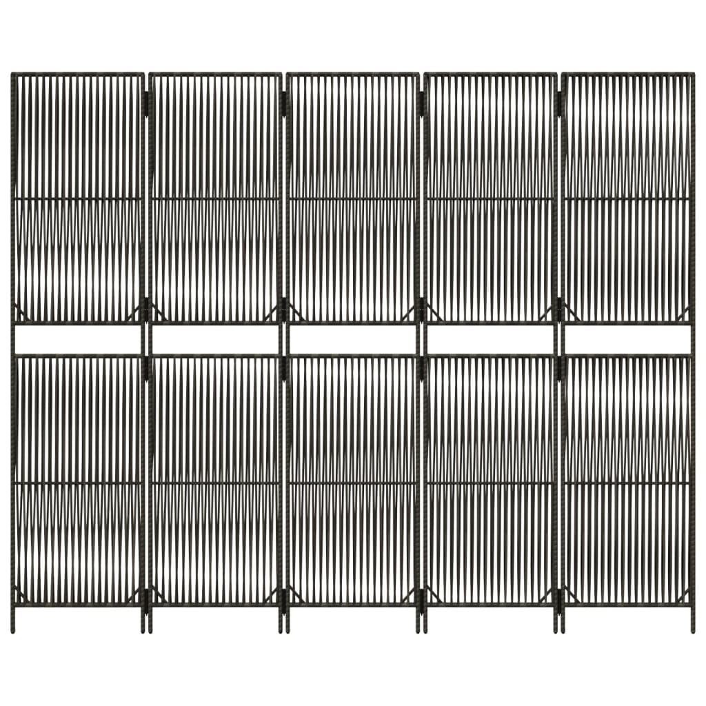 vidaXL Διαχωριστικό Δωματίου 5 Πάνελ Γκρι από Συνθετικό Ρατάν