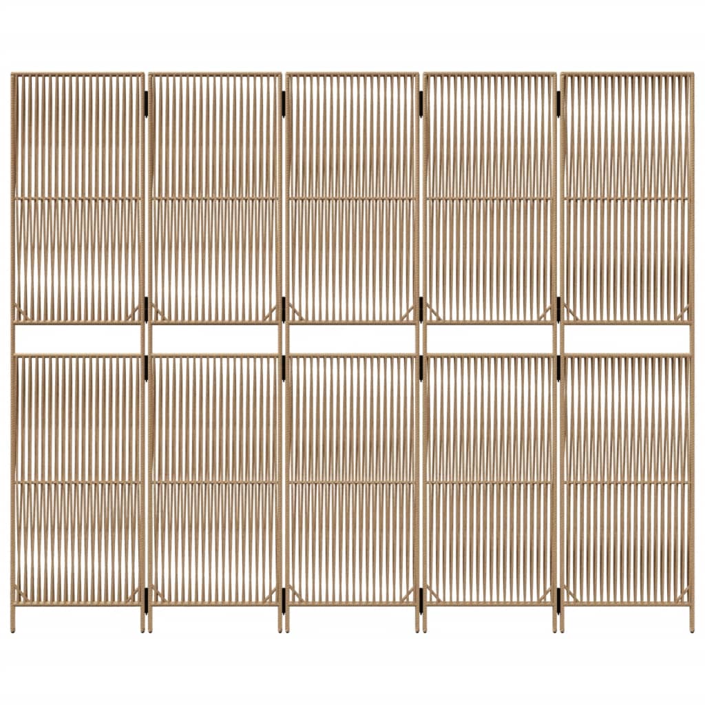 vidaXL Διαχωριστικό Δωματίου 5 Πάνελ Μπεζ από Συνθετικό Ρατάν