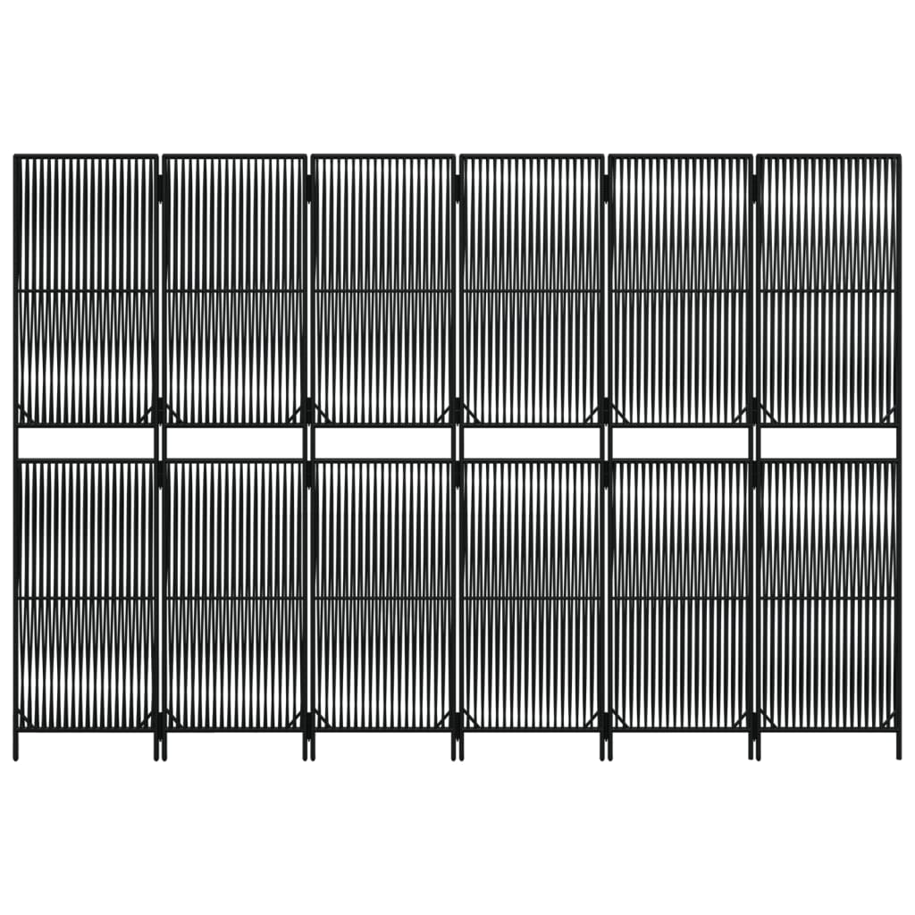 vidaXL Διαχωριστικό Δωματίου 6 Πάνελ Μαύρο από Συνθετικό Ρατάν