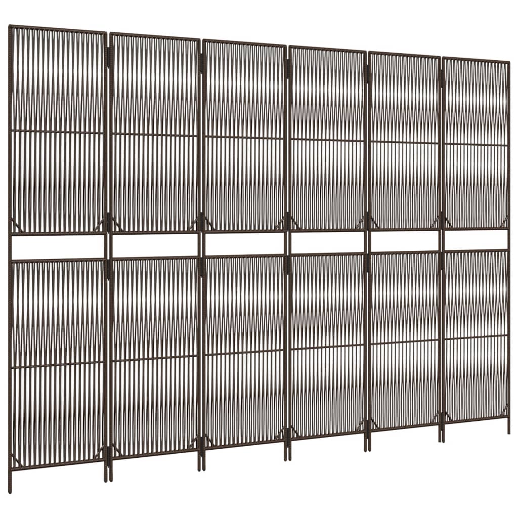 vidaXL Διαχωριστικό Δωματίου 6 Πάνελ Καφέ από Συνθετικό Ρατάν