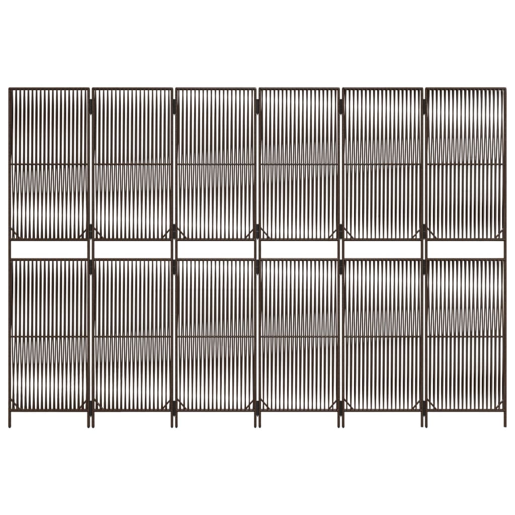 vidaXL Διαχωριστικό Δωματίου 6 Πάνελ Καφέ από Συνθετικό Ρατάν