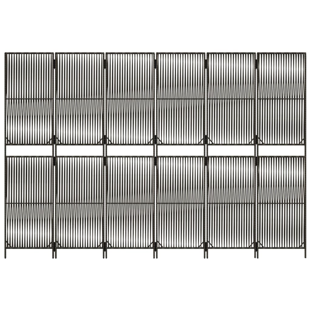 vidaXL Διαχωριστικό Δωματίου 6 Πάνελ Γκρι από Συνθετικό Ρατάν