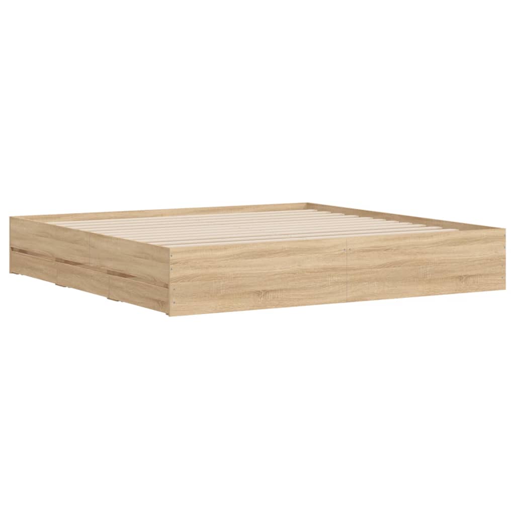 vidaXL Πλαίσιο Κρεβατιού με συρτάρια Sonoma Δρυς 200x200εκ. Επεξ. Ξύλο