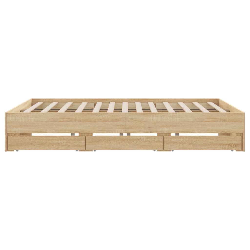 vidaXL Πλαίσιο Κρεβατιού με συρτάρια Sonoma Δρυς 200x200εκ. Επεξ. Ξύλο
