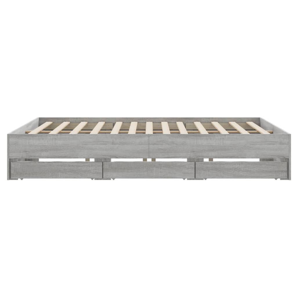 vidaXL Πλαίσιο Κρεβατιού με συρτάρια Γκρι sonoma 200x200εκ. Επεξ. Ξύλο