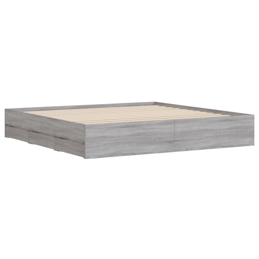 vidaXL Πλαίσιο Κρεβατιού με συρτάρια Γκρι sonoma 180x200εκ. Επεξ. Ξύλο