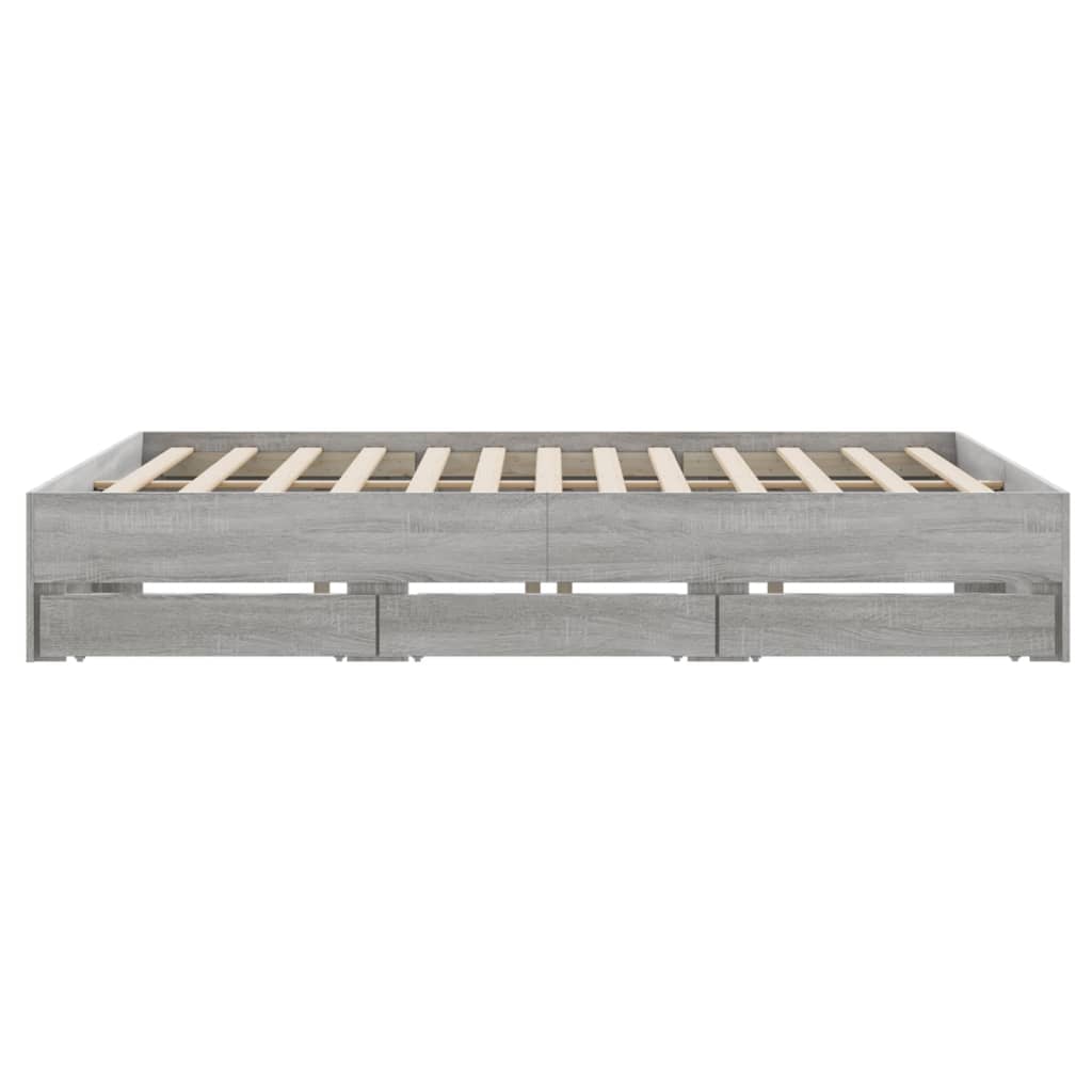 vidaXL Πλαίσιο Κρεβατιού με συρτάρια Γκρι sonoma 180x200εκ. Επεξ. Ξύλο