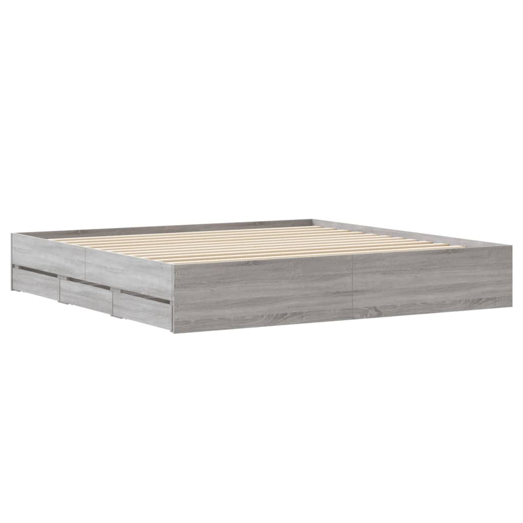 vidaXL Πλαίσιο Κρεβατιού με συρτάρια Γκρι sonoma 180x200εκ. Επεξ. Ξύλο