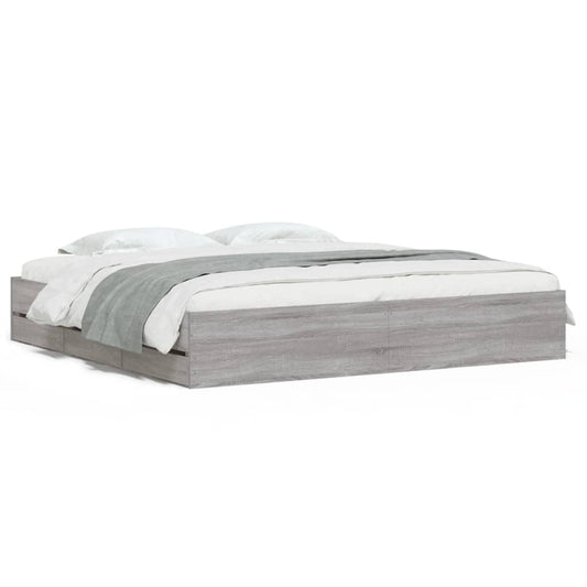 vidaXL Πλαίσιο Κρεβατιού με συρτάρια Γκρι sonoma 160x200εκ. Επεξ. Ξύλο