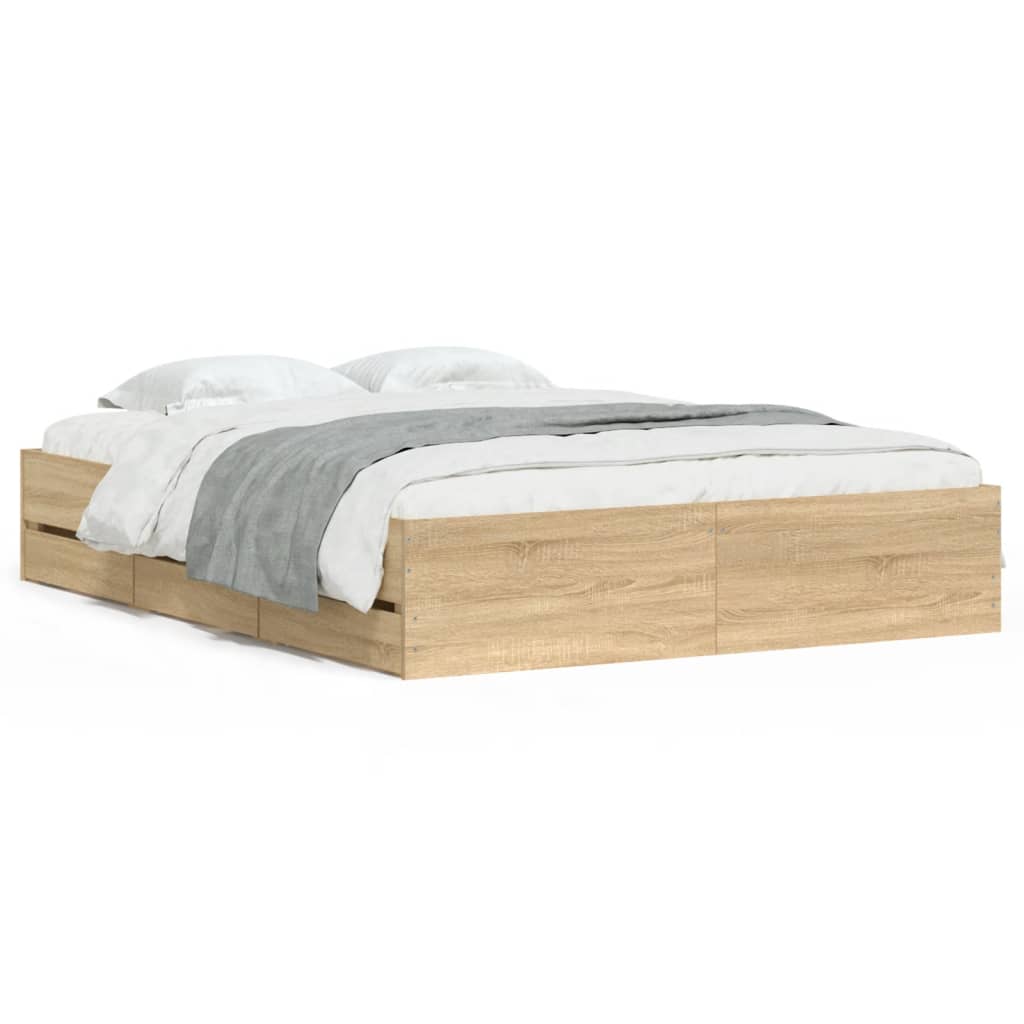 vidaXL Πλαίσιο Κρεβατιού με συρτάρια Sonoma Δρυς 140x200εκ. Επεξ. Ξύλο