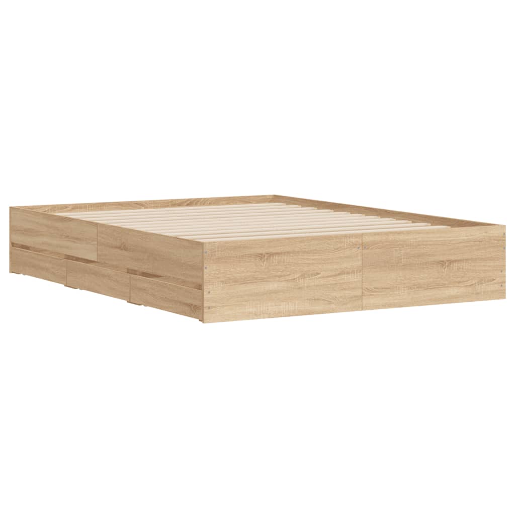 vidaXL Πλαίσιο Κρεβατιού με συρτάρια Sonoma Δρυς 140x200εκ. Επεξ. Ξύλο