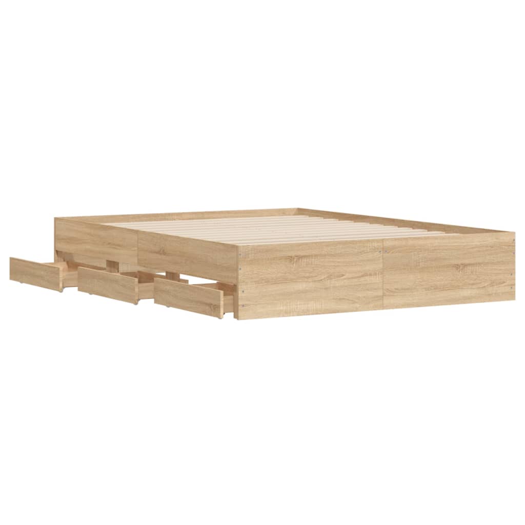 vidaXL Πλαίσιο Κρεβατιού με συρτάρια Sonoma Δρυς 140x200εκ. Επεξ. Ξύλο